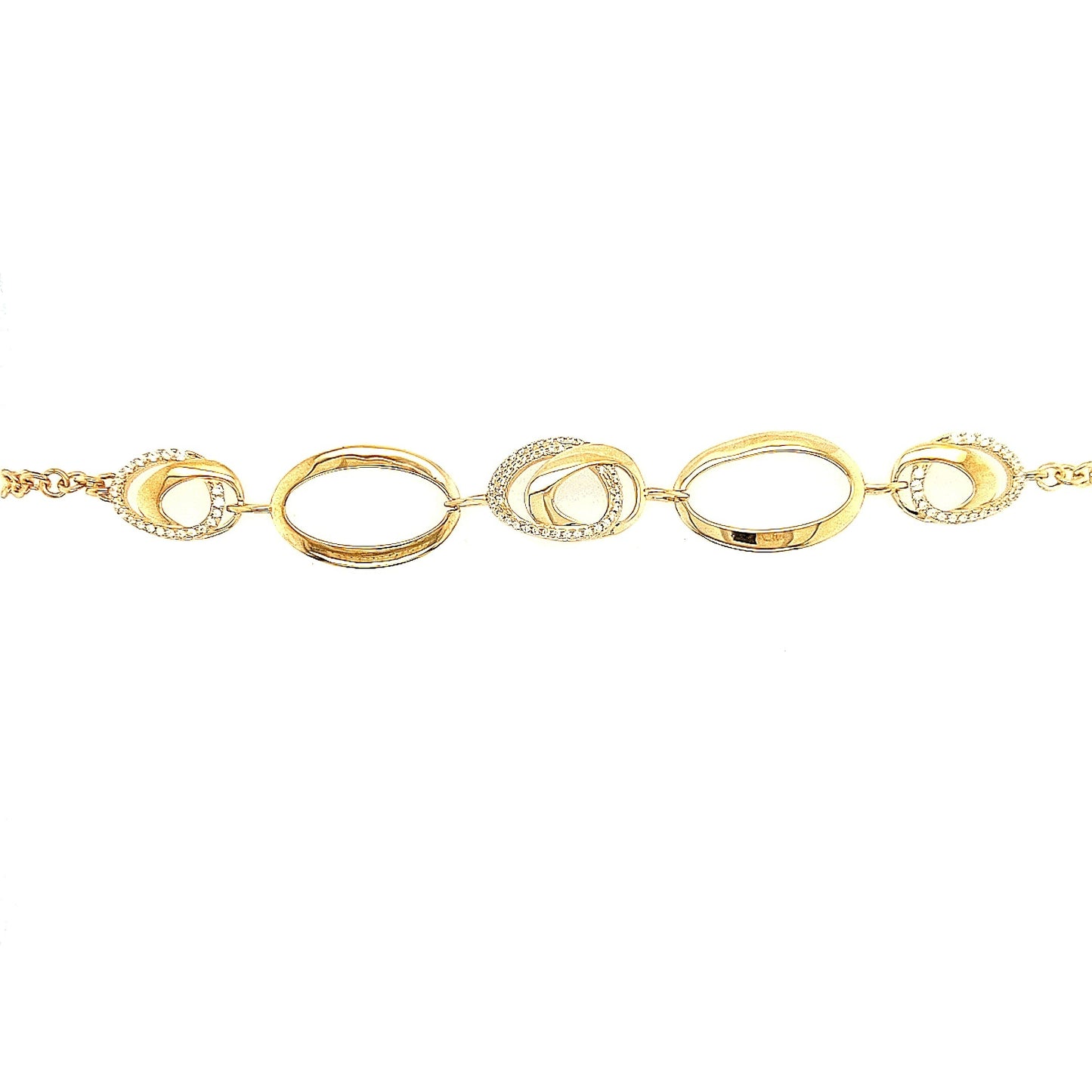Gold Plated Sterling Silver CZ Ovals Bracelet - HK Jewels