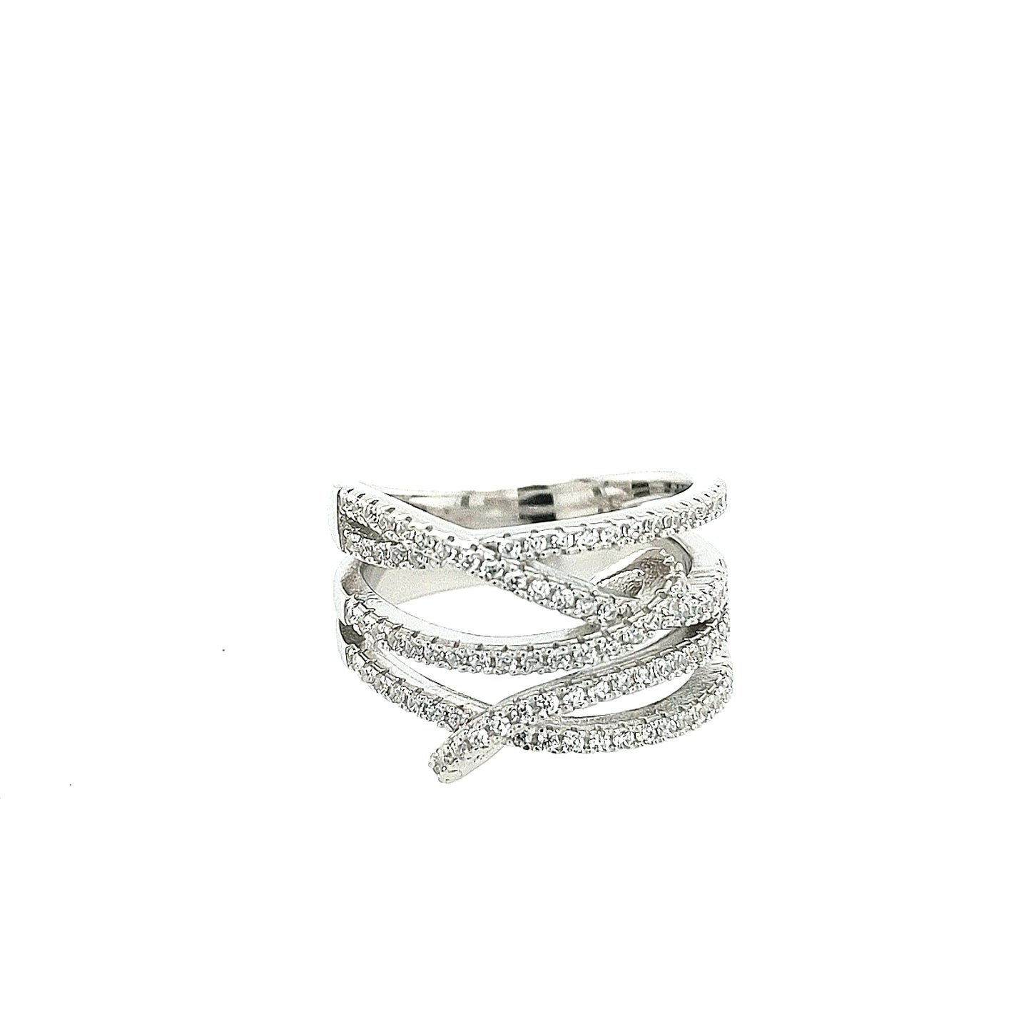 Sterling Silver Multi Row CZ Ring - HK Jewels