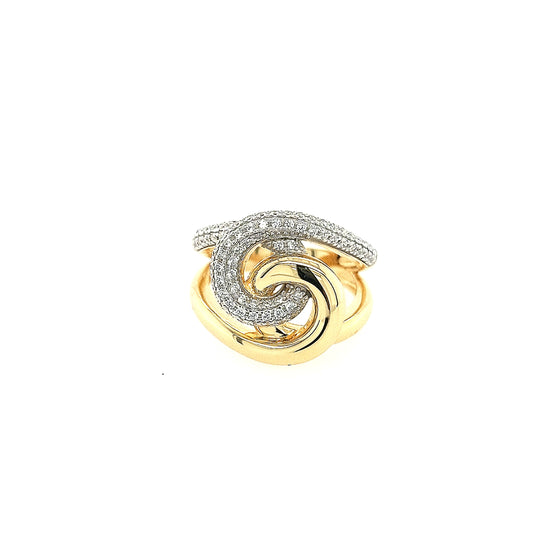 Sterling Silver Gold Plated Interlocking Swirl CZ Ring - HK Jewels