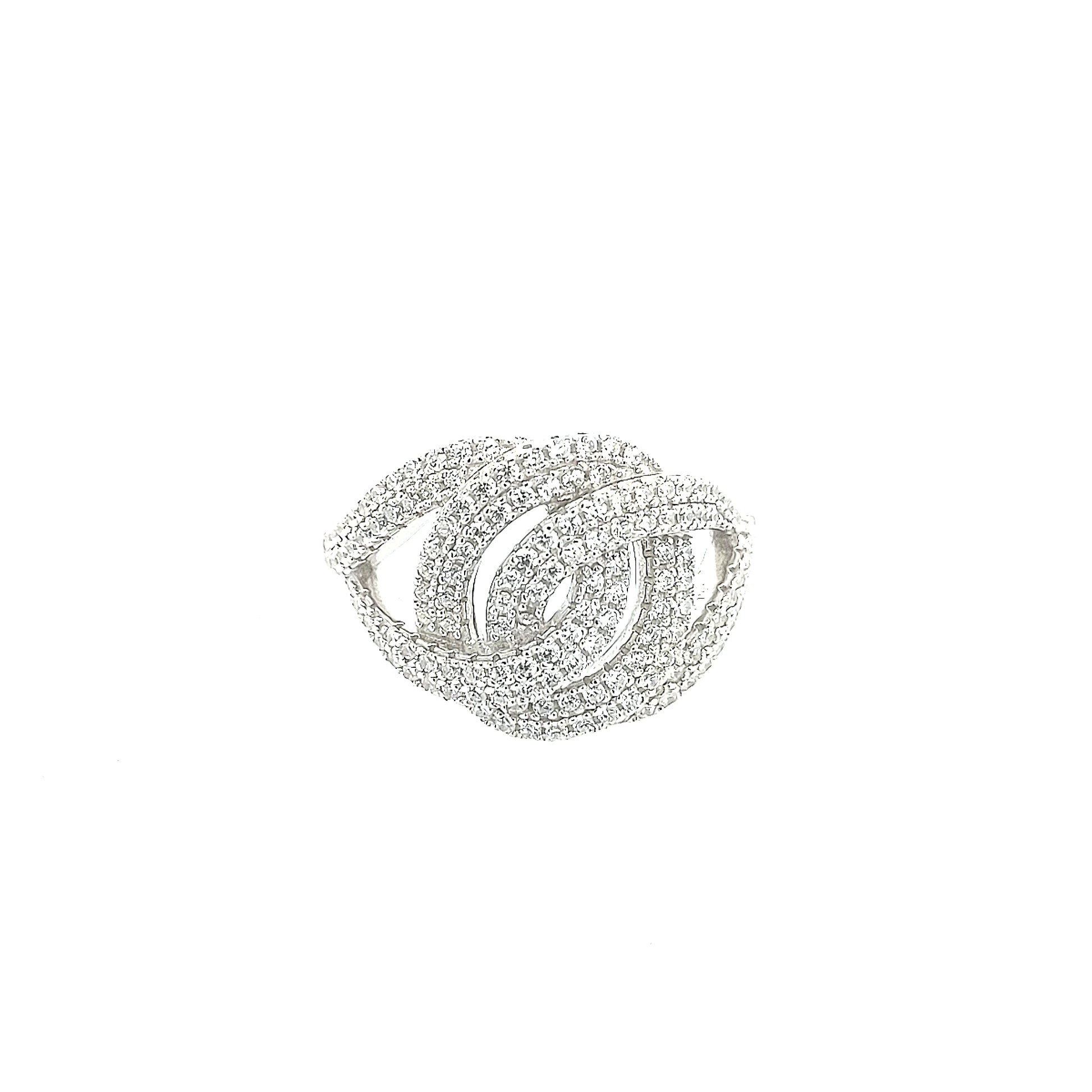 Sterling Silver Interlocking Pear Shapes CZ Ring - HK Jewels