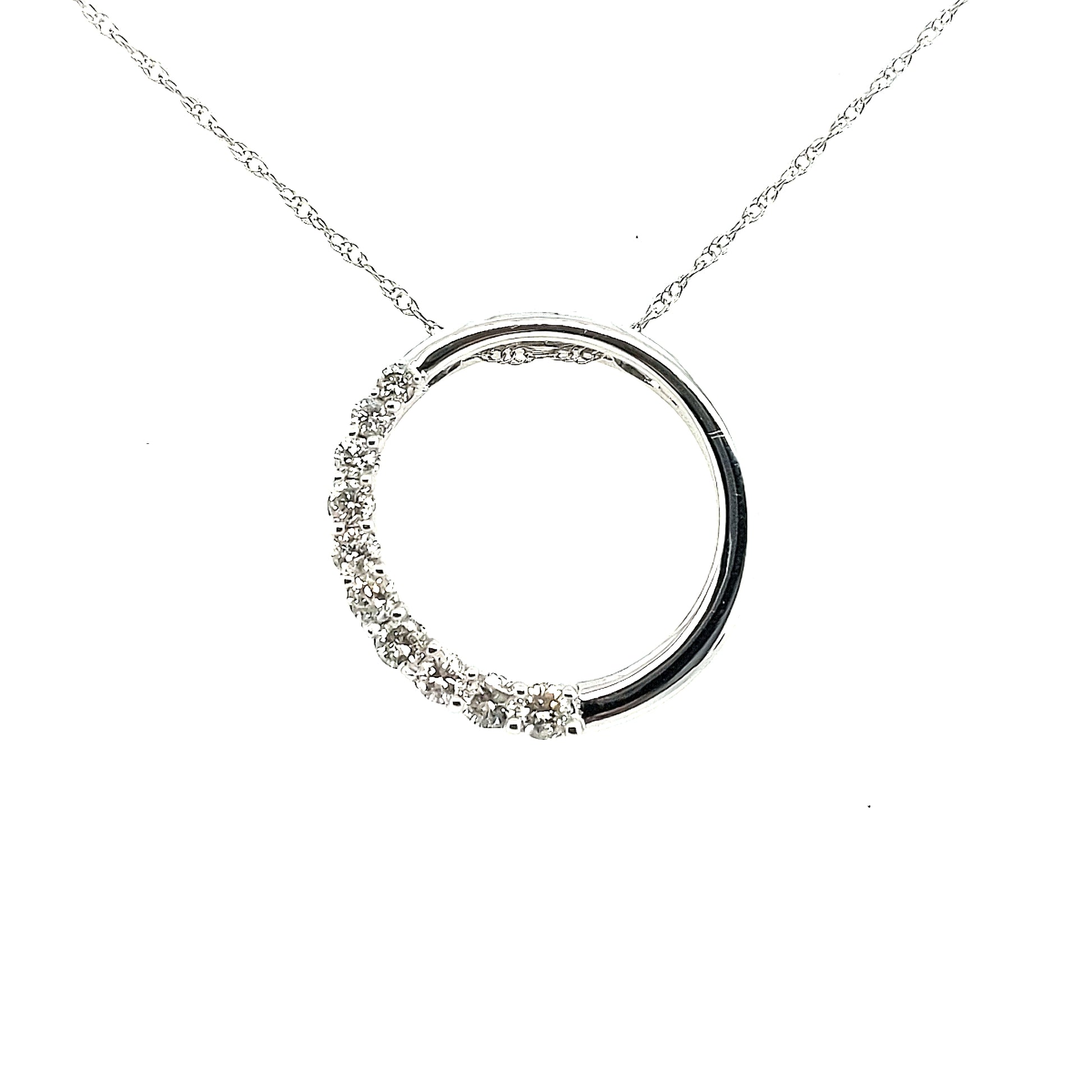 14K Gold And Diamond Circle Pendant - HK Jewels