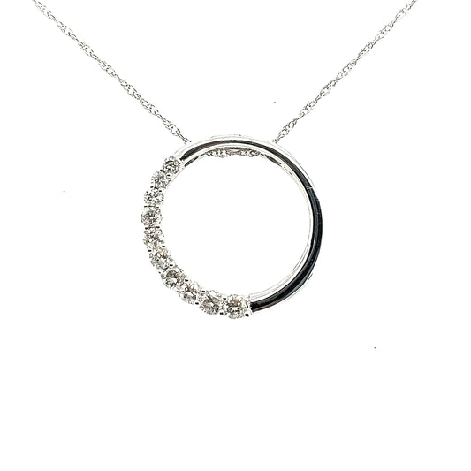 14K Gold And Diamond Circle Pendant - HK Jewels