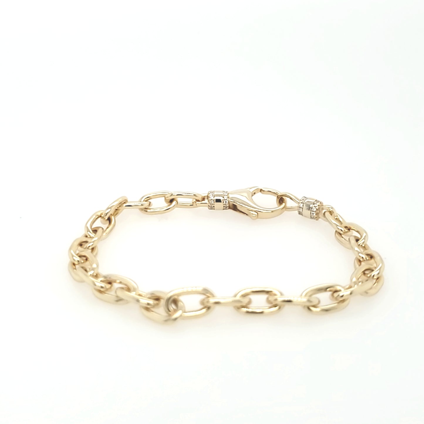 Sterling Silver Gold Plated Rectangle Link Bracelet - HK Jewels