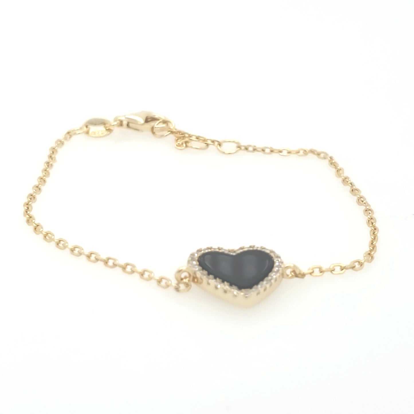 Sterling Silver CZ Outlined Stone Heart Bracelet - HK Jewels