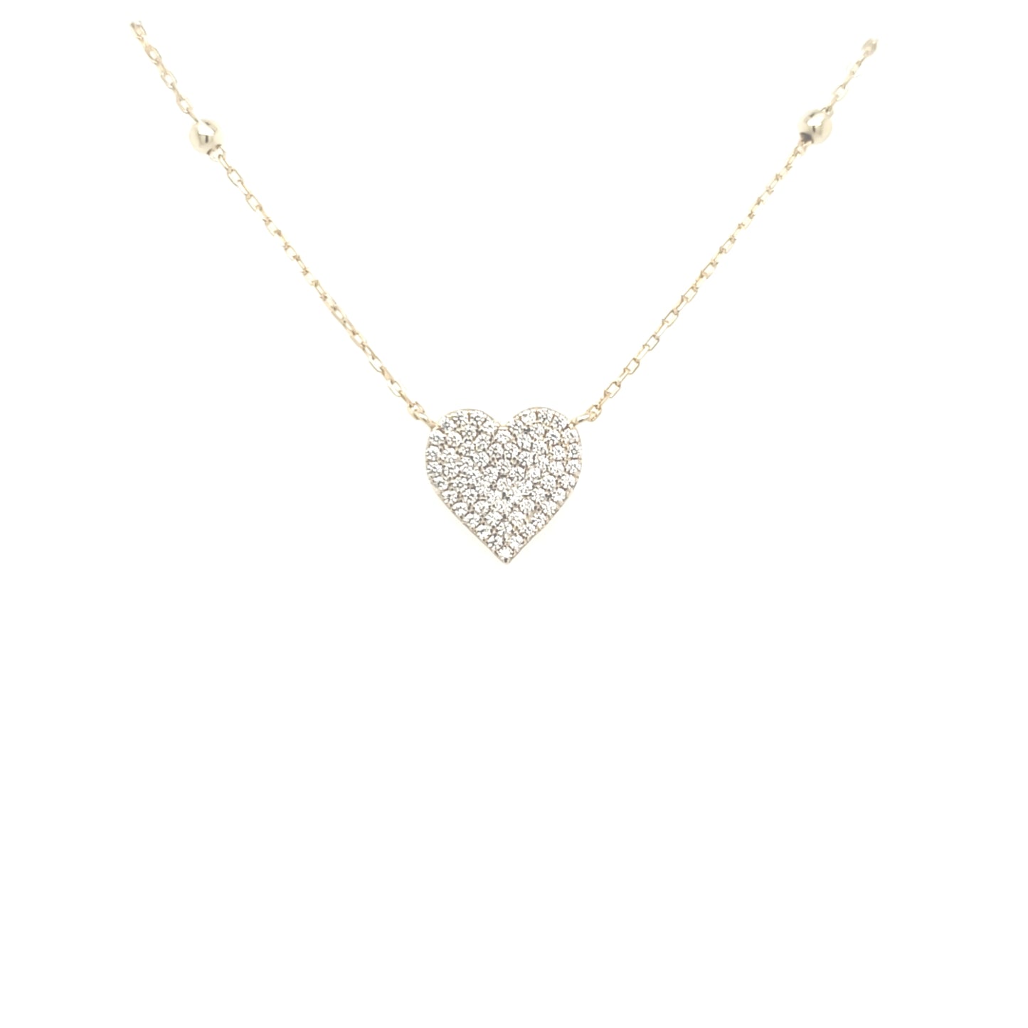 Sterling Silver Gold Plated CZ Heart Necklace - HK Jewels