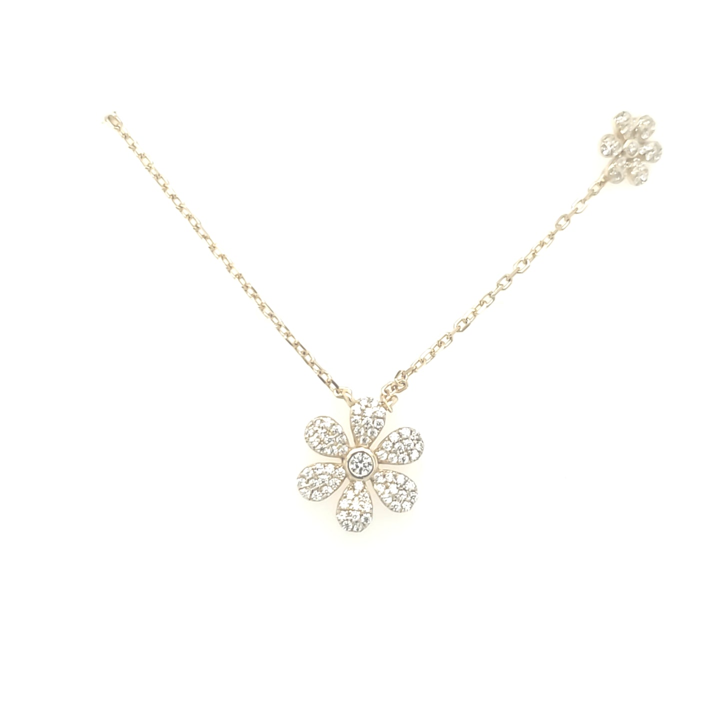Sterling Silver Double Flower Necklace - HK Jewels