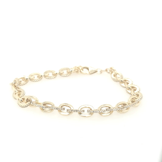 Sterling Silver Gold Plated CZ Link Bracelet - HK Jewels