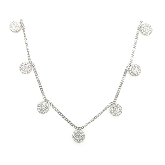 Sterling Silver Hanging Micropave CZ Circles Necklace - HK Jewels