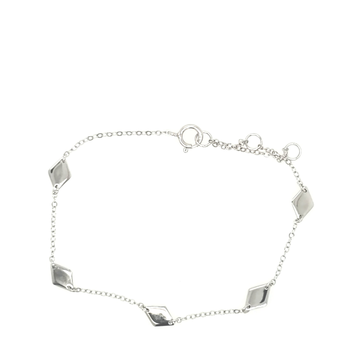 Sterling Silver Diamond Shapes On Bracelet - HK Jewels