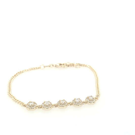 Sterling Silver Five CZ Circle Bracelet - HK Jewels