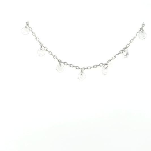 Sterling Silver Hanging CZ and Hearts Necklace - HK Jewels