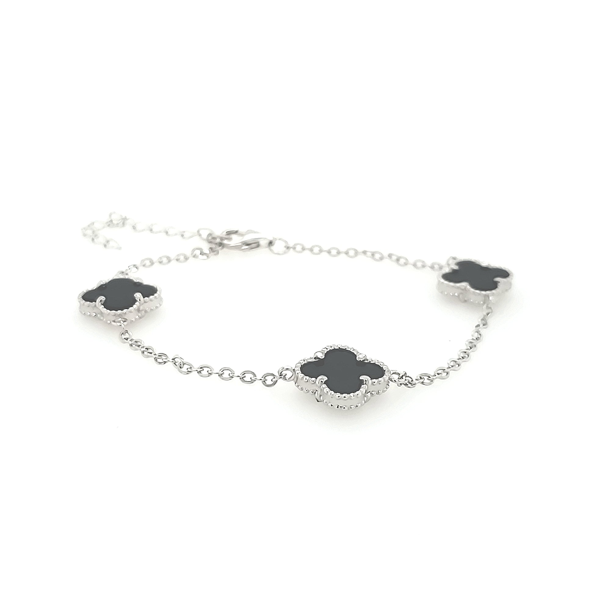 Sterling Silver Small Three Clover Bracelet - HK Jewels