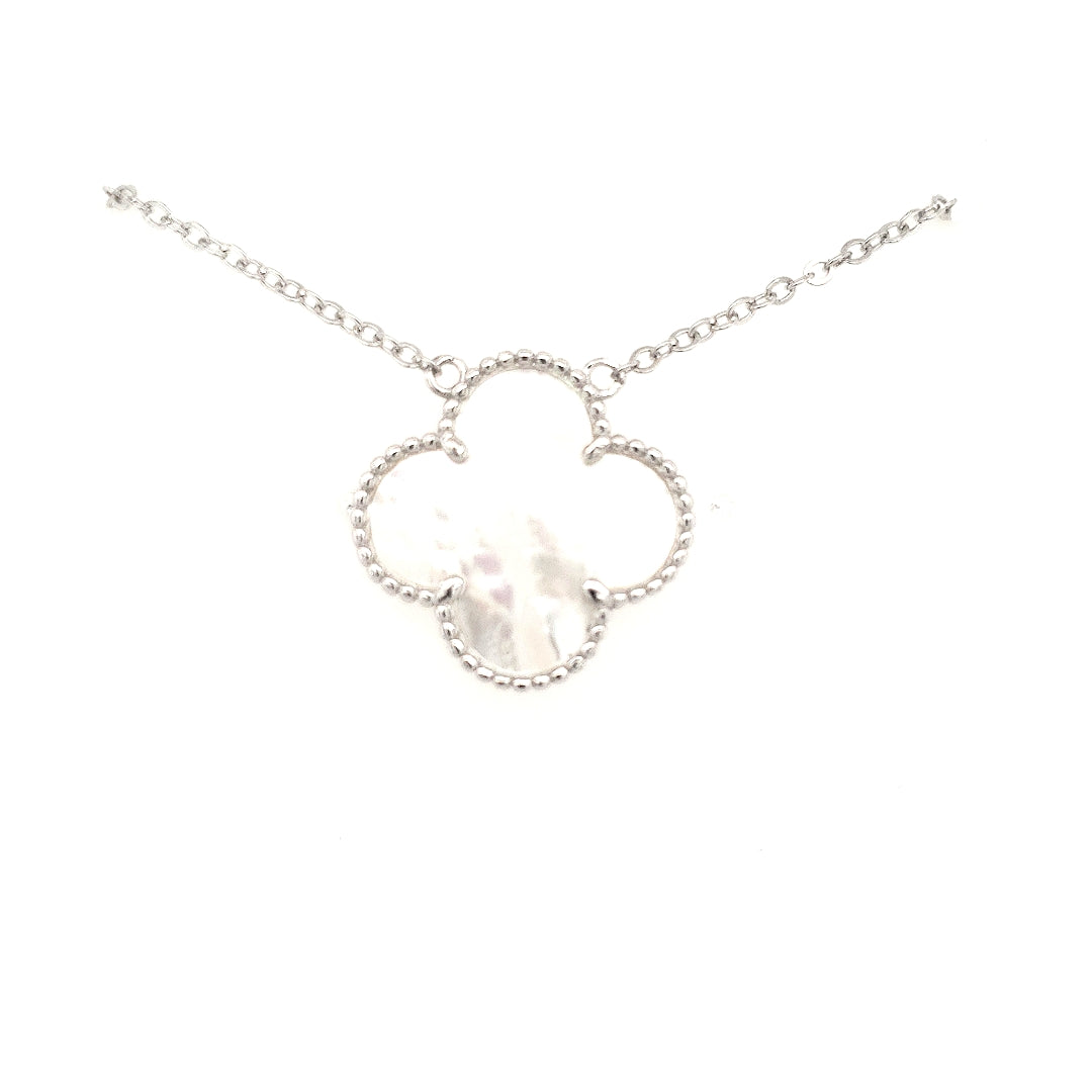 Sterling Silver Medium Clover Necklace - HK Jewels