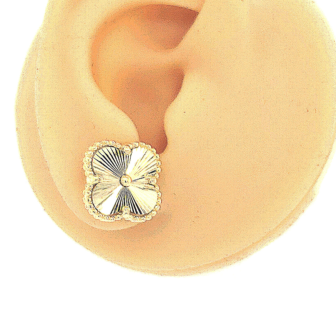 Sterling Silver Gold Plated Medium Clover Stud Earrrings - HK Jewels