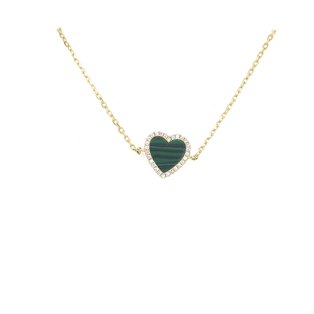 Sterling Silver CZ Outlined Stone Heart Bracelet - HK Jewels