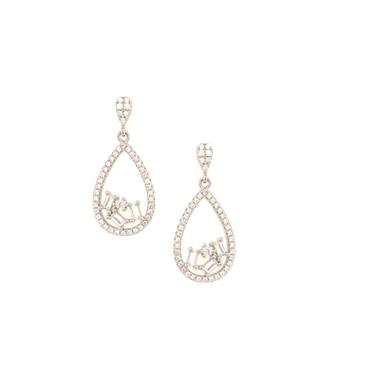 Sterling Silver MicroPavé Teardrop Earring - HK Jewels