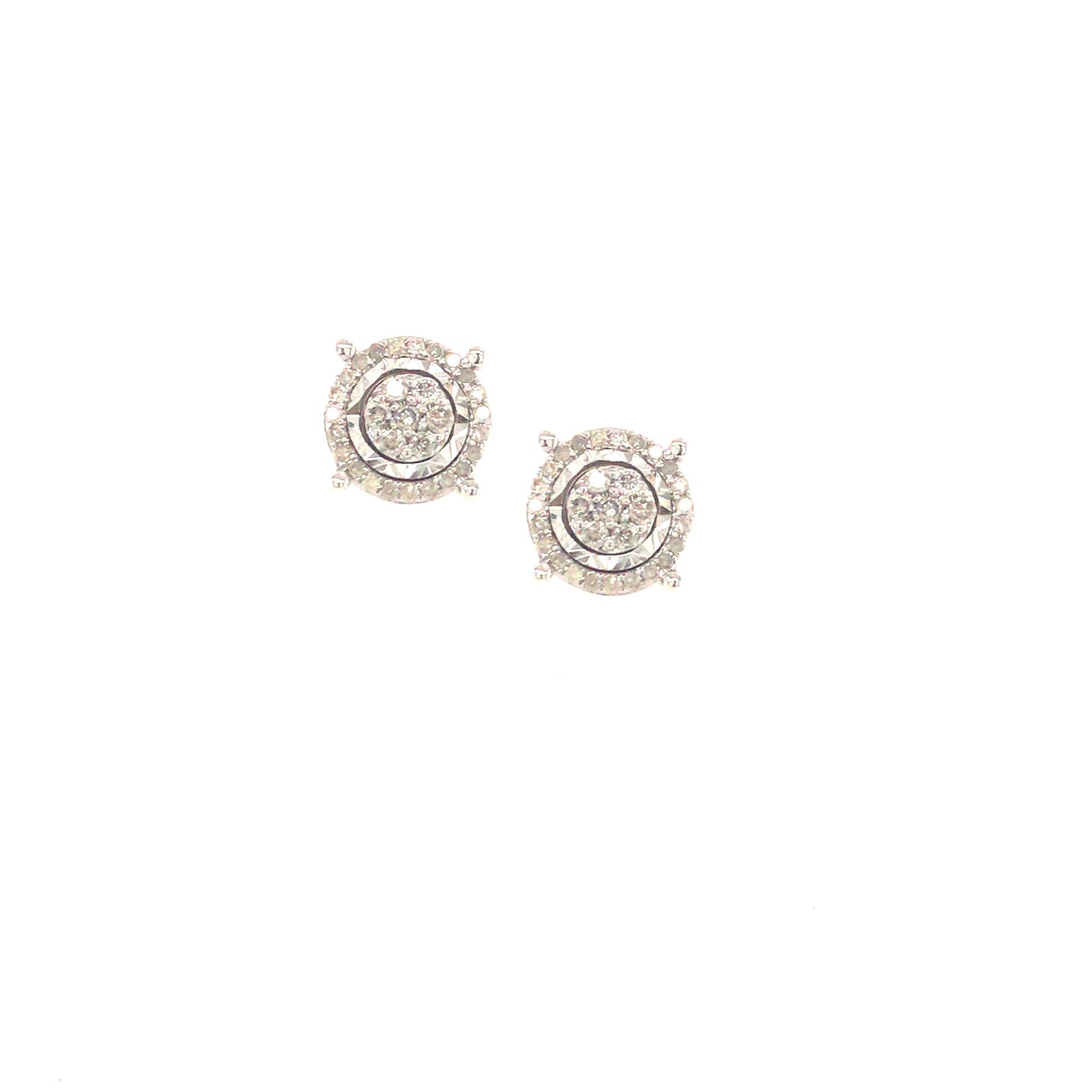 10K Micropave Round Shaped Diamond Stud - HK Jewels