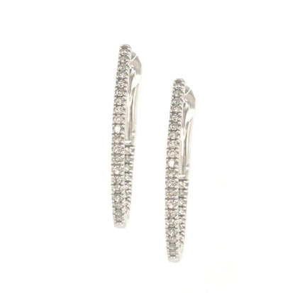 10K Micropave Oval Diamond Hoops - HK Jewels