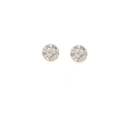 14K Micropave Round Shaped Diamond Stud - HK Jewels