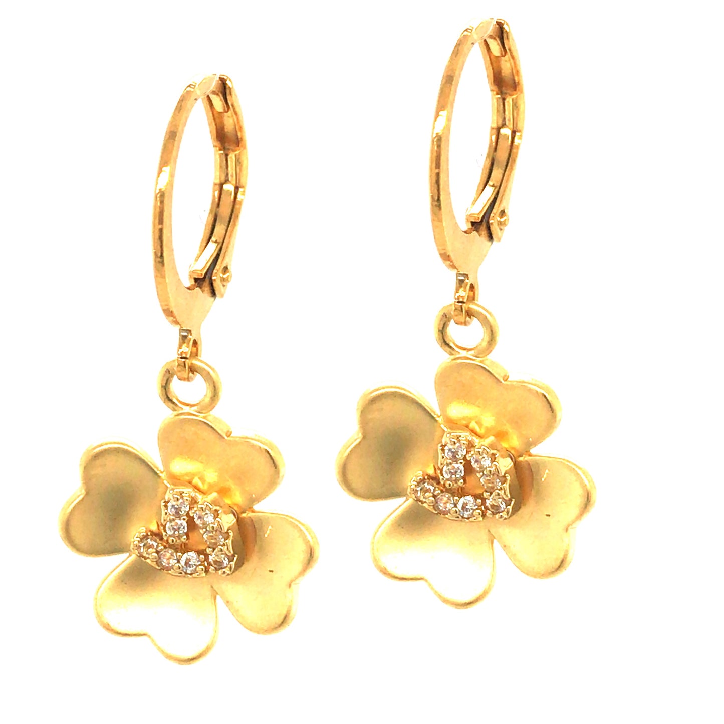 Surgical Steel Matte Gold Four Petal Flower Earring - HK Jewels