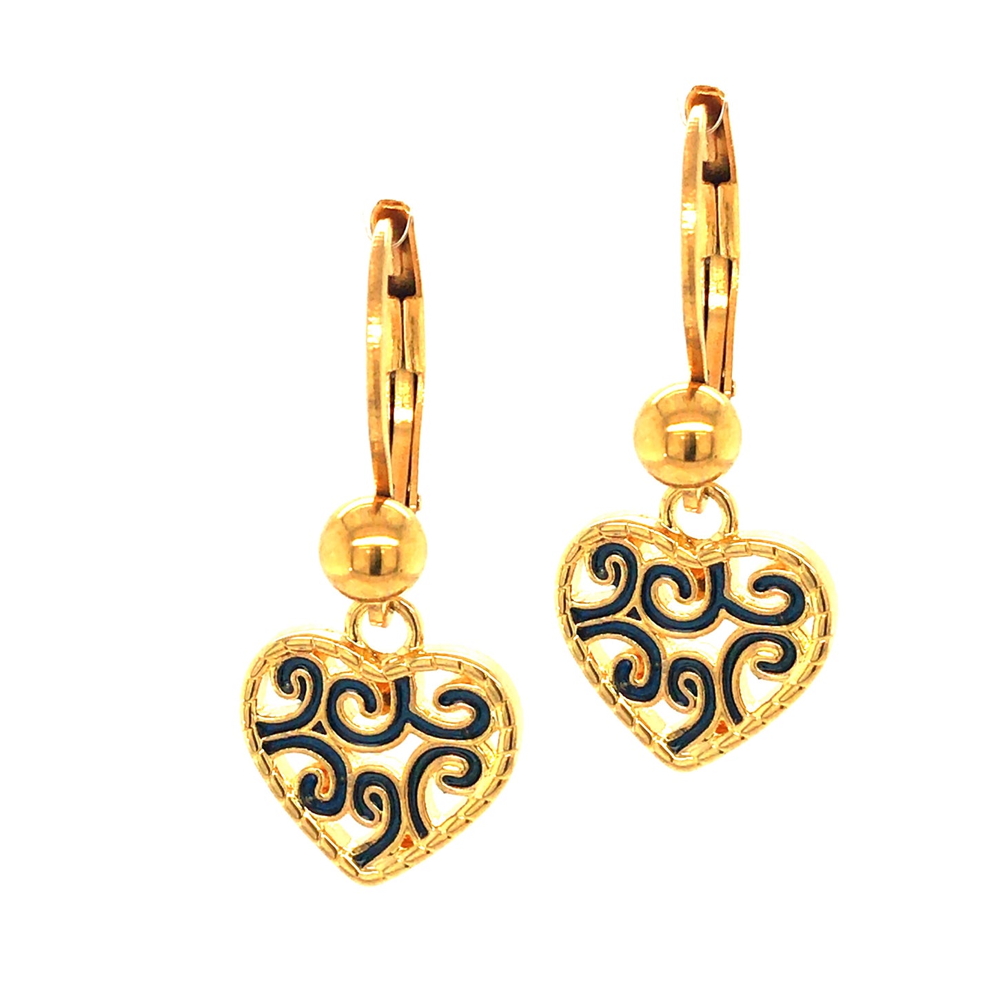 Surgical Steel Swirly Medium Enamel Heart Earring - HK Jewels