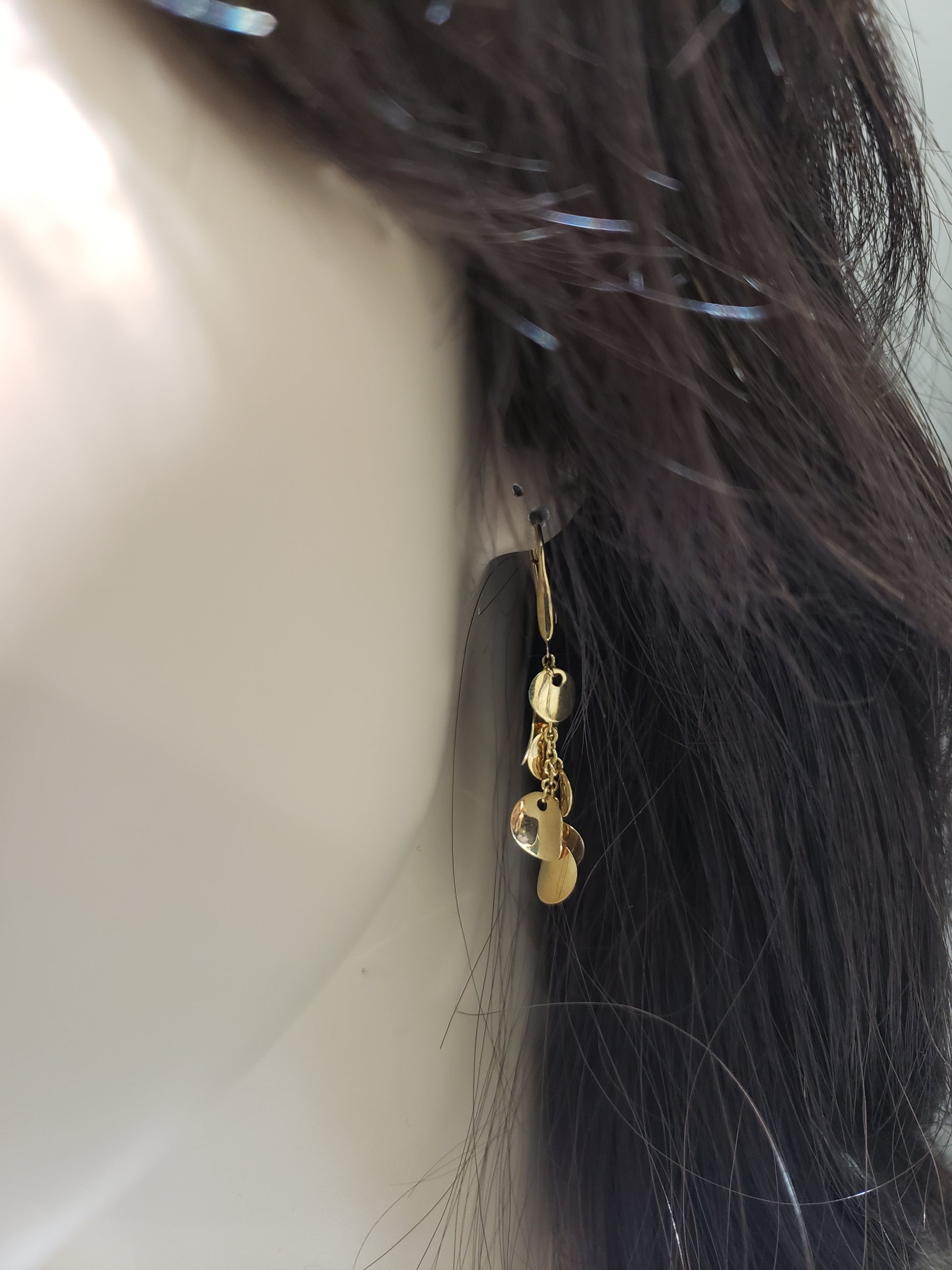 14k Gold Dangling Circles Leverback Earring - HK Jewels