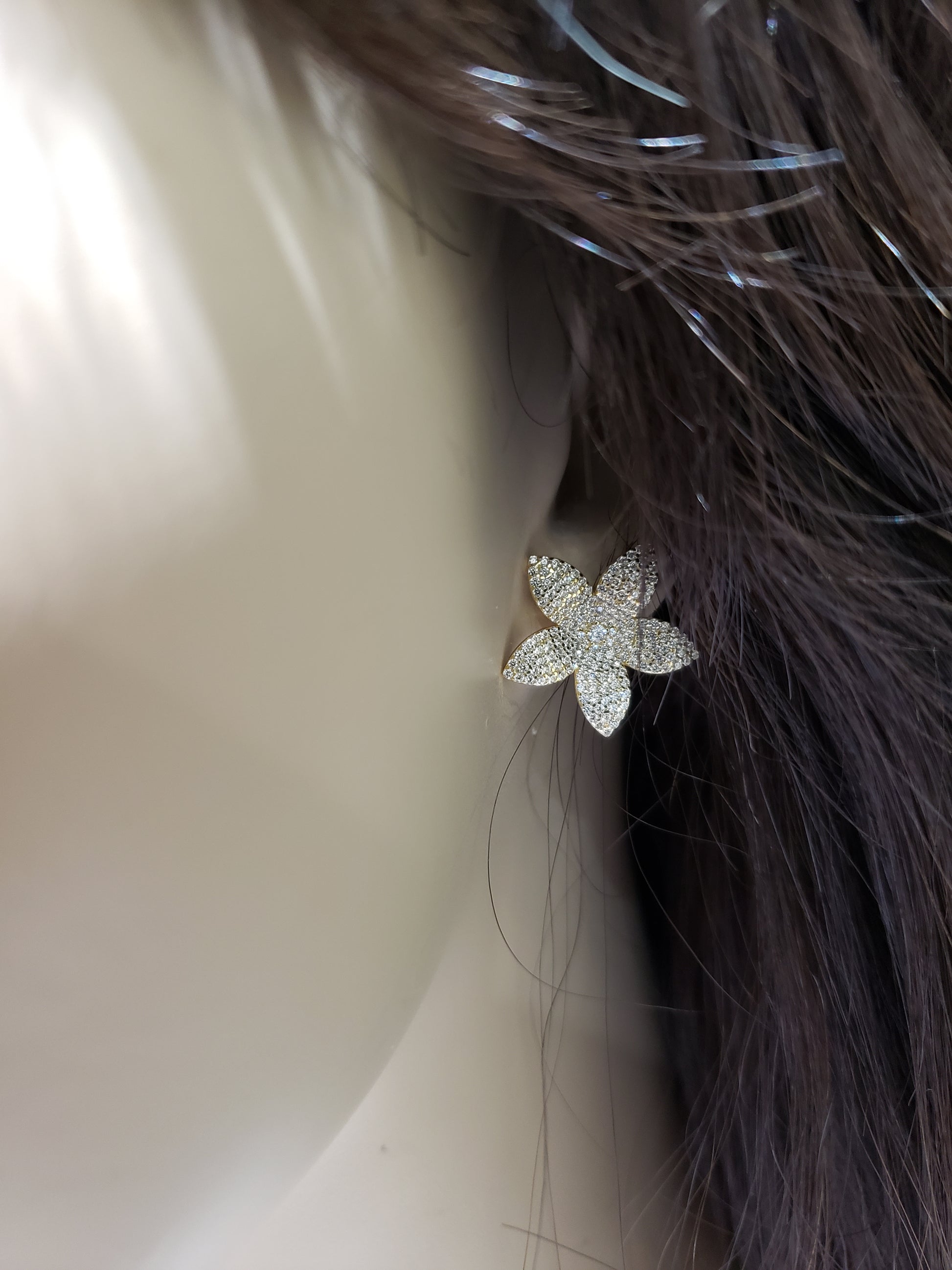 Gold Plated Sterling Silver Flower Stud Earrings - HK Jewels