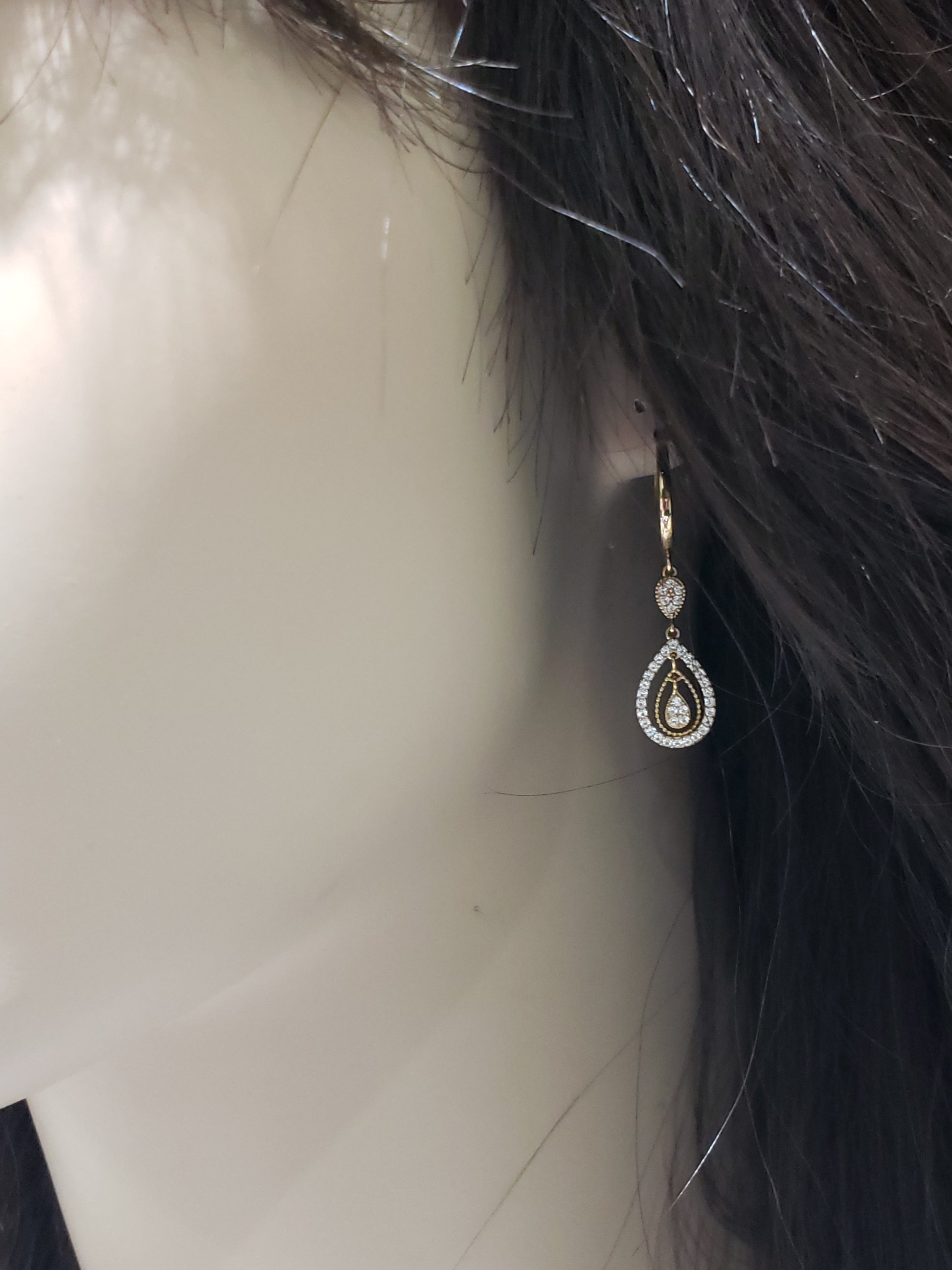 14K Gold And CZ Teardrop Earring - HK Jewels