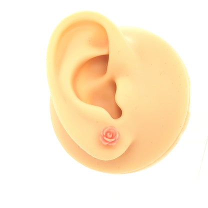 Peach Flower on 14k Post Screwback Earring - HK Jewels