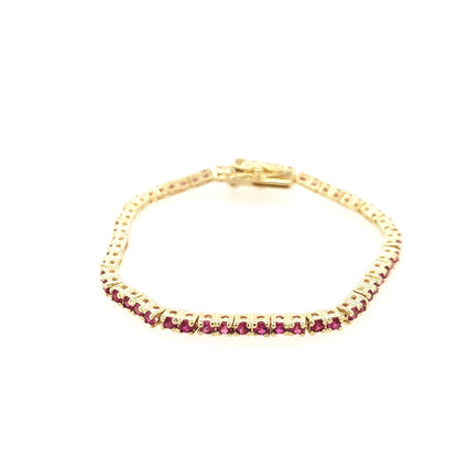 Sterling Silver Gold Plated Colored Stone CZ Tennis Bracelet - HK Jewels