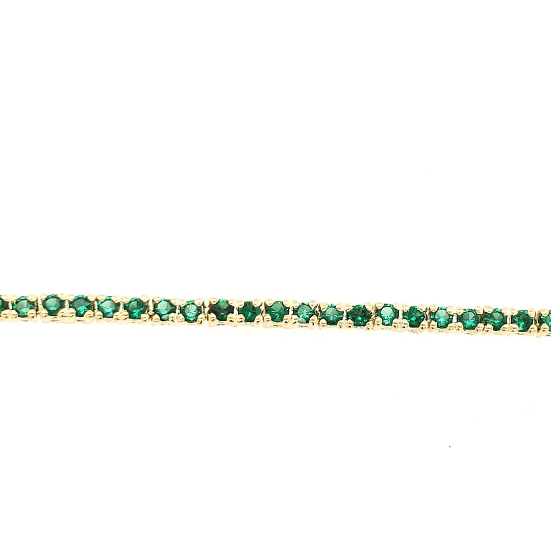 Sterling Silver Gold Plated Colored Stone CZ Tennis Bracelet - HK Jewels