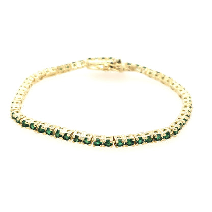 Sterling Silver Gold Plated Colored Stone CZ Tennis Bracelet - HK Jewels