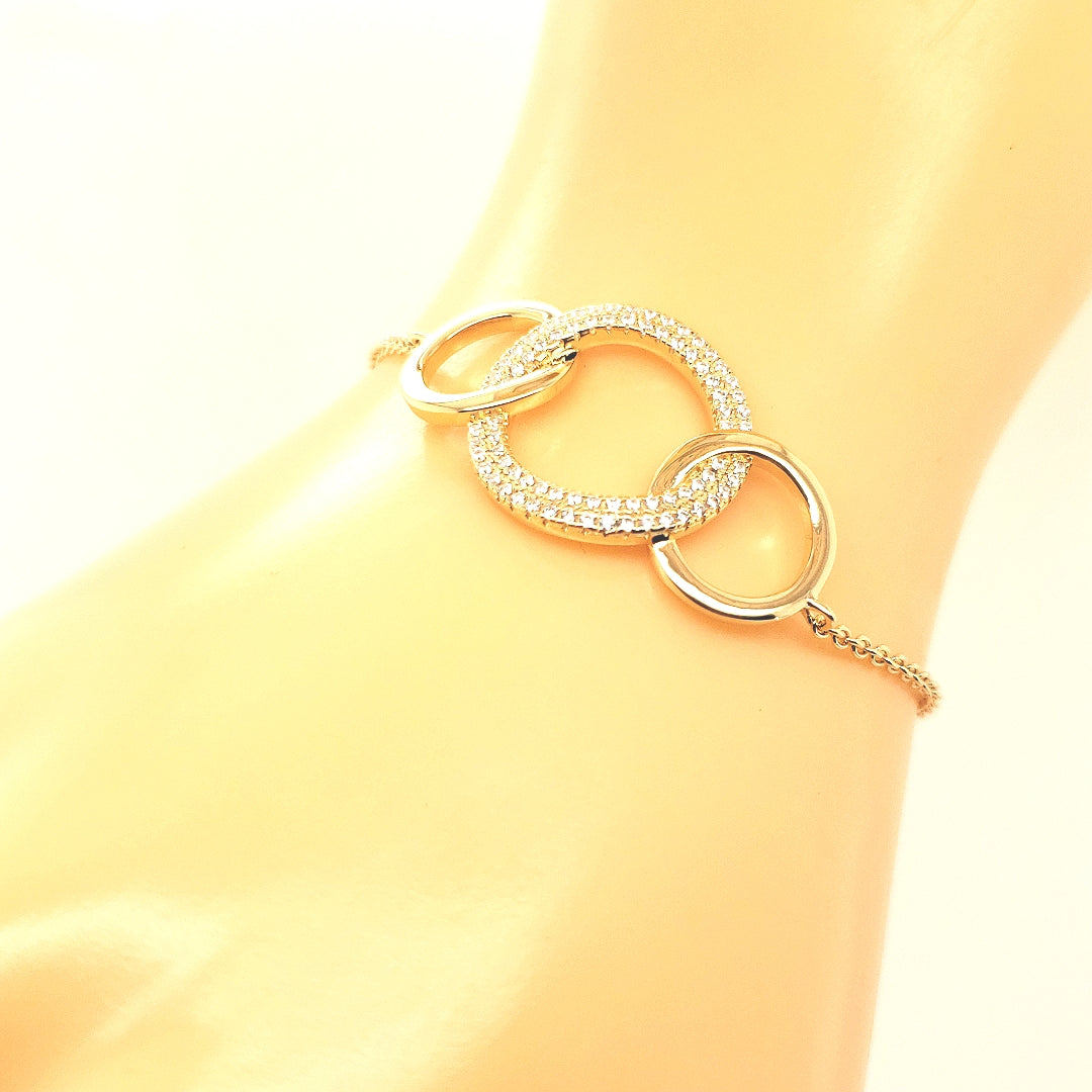 Sterling Silver Gold-Plated Three Link Bracelet - HK Jewels