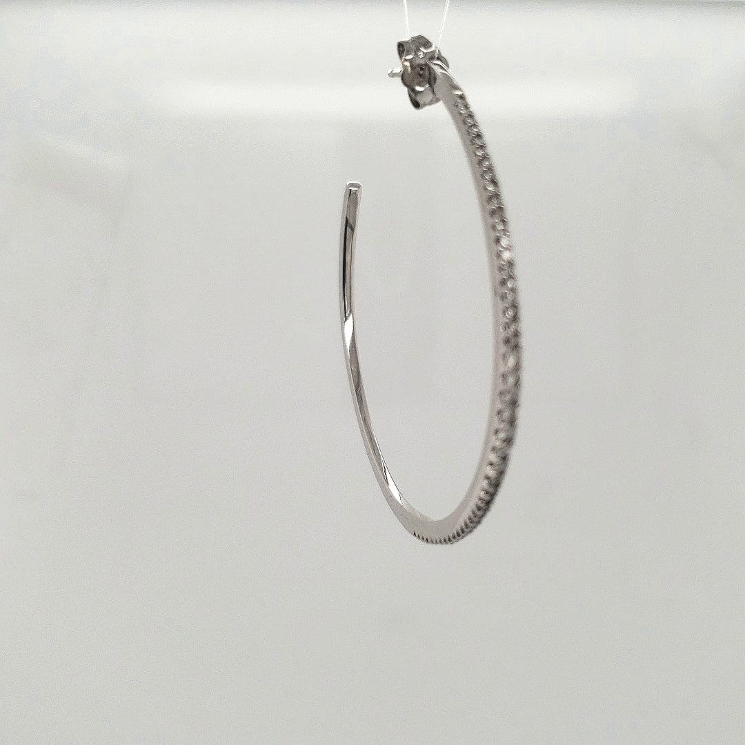 10k 1.5 Inch Diamond Hoop - HK Jewels