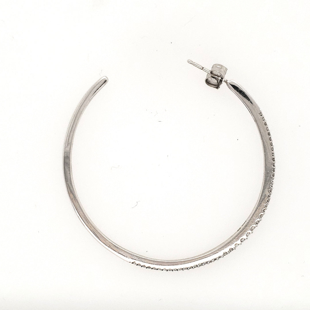 10k 1.5 Inch Diamond Hoop - HK Jewels