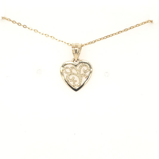 14K Small Designed Heart Pendant - HK Jewels