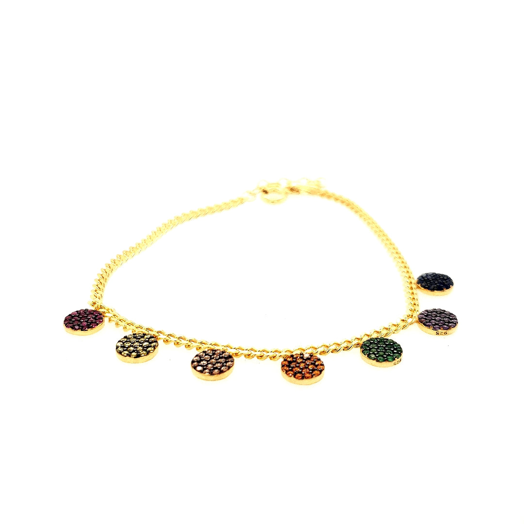 Sterling Sterling Gold Plated Bracelet With Small CZ Discs - HK Jewels