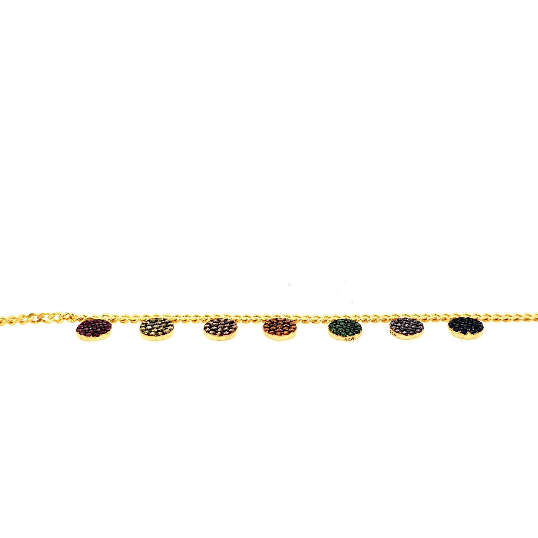 Sterling Sterling Gold Plated Bracelet With Small CZ Discs - HK Jewels