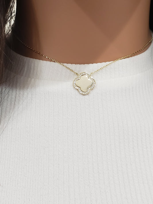 Gold Plated Sterling Silver Clover Necklace - HK Jewels