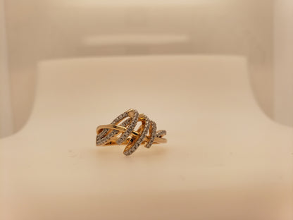 Gold Plated Sterling Silver CZ Swirl Ring - HK Jewels