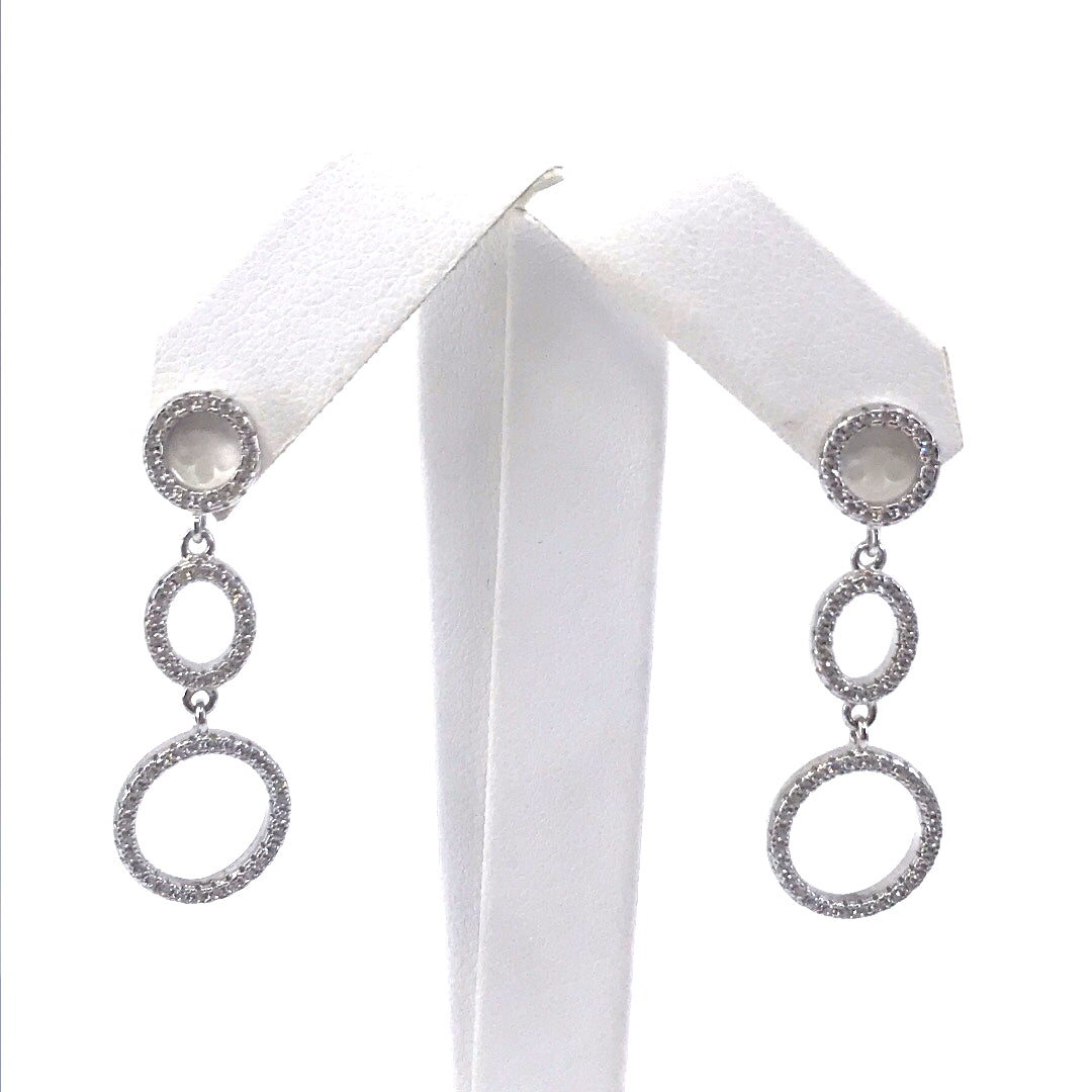 Sterling Silver Three Circle Earring - HK Jewels