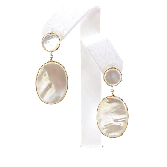 14K Double Mother of Pearl Earrings - HK Jewels