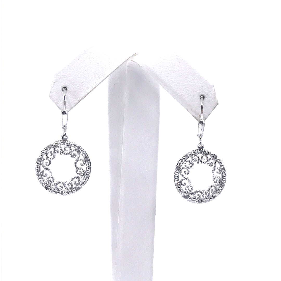 Sterling Silver Diamond Circle Earrings - HK Jewels