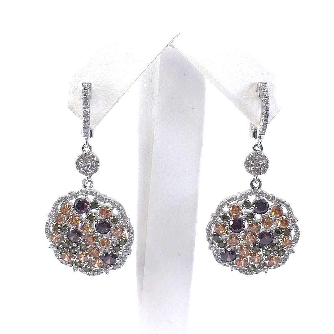 Sterling Silver Multicolor Circle Earrings - HK Jewels