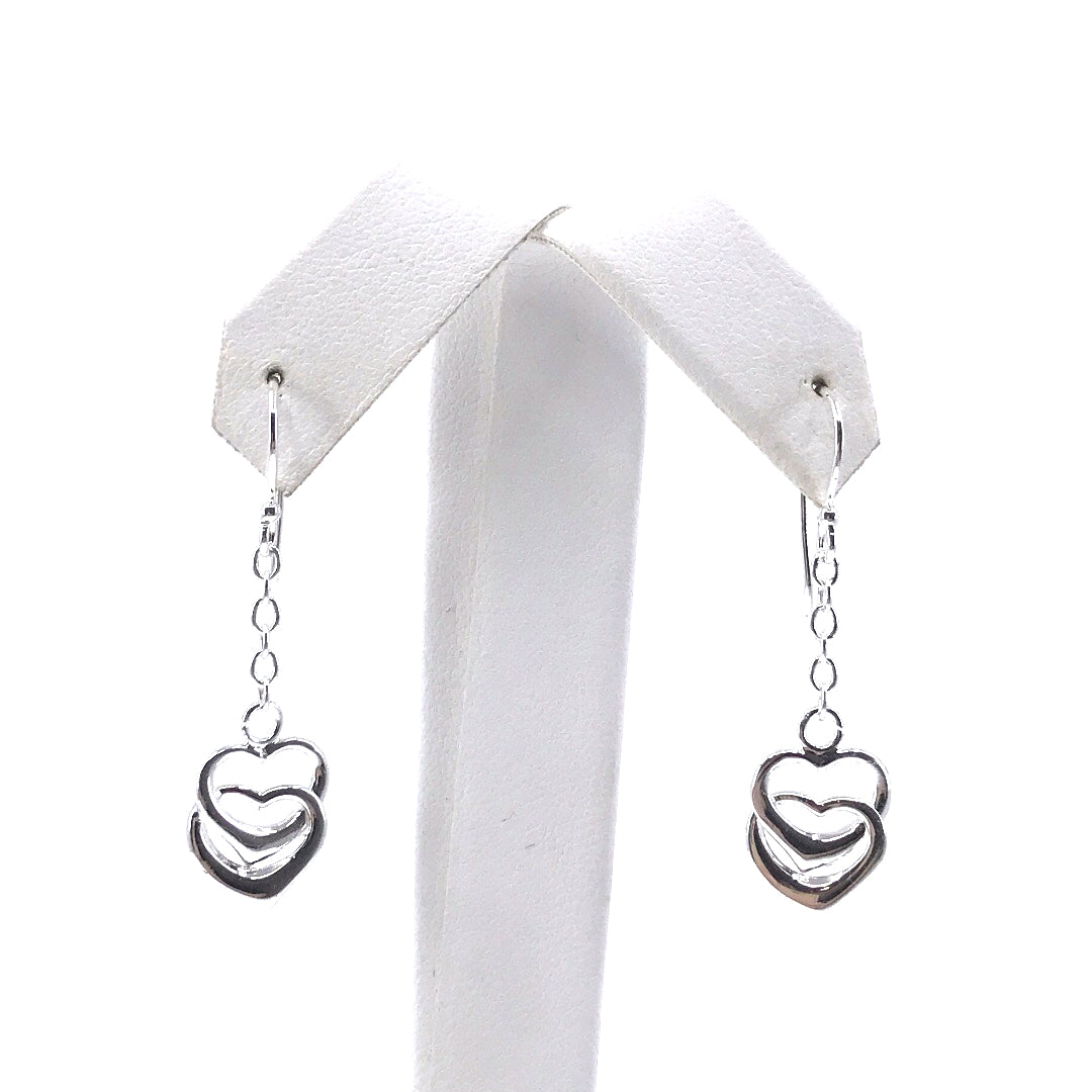 Sterling Silver Long Heart Earrings - HK Jewels