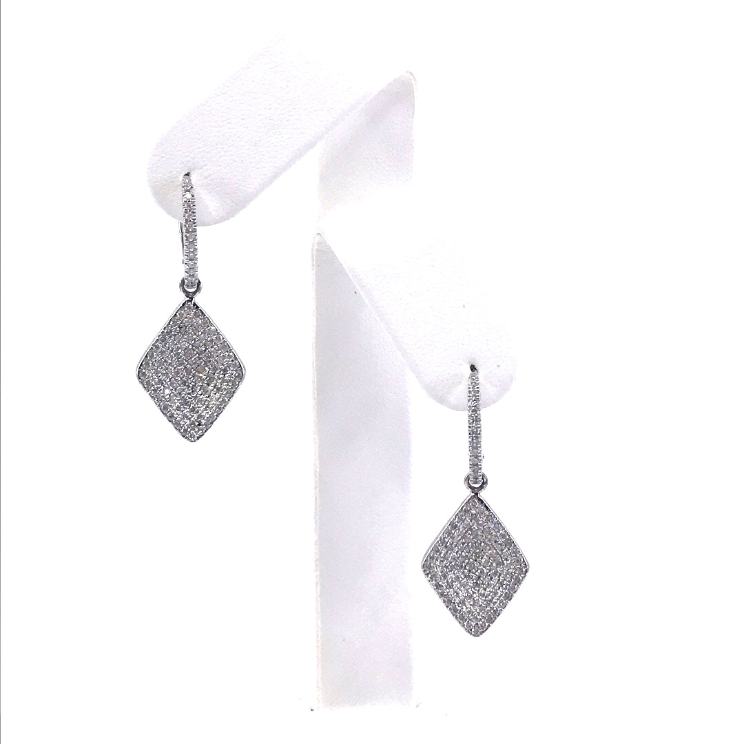 14K White Gold Diamond-Shape Earrings - HK Jewels