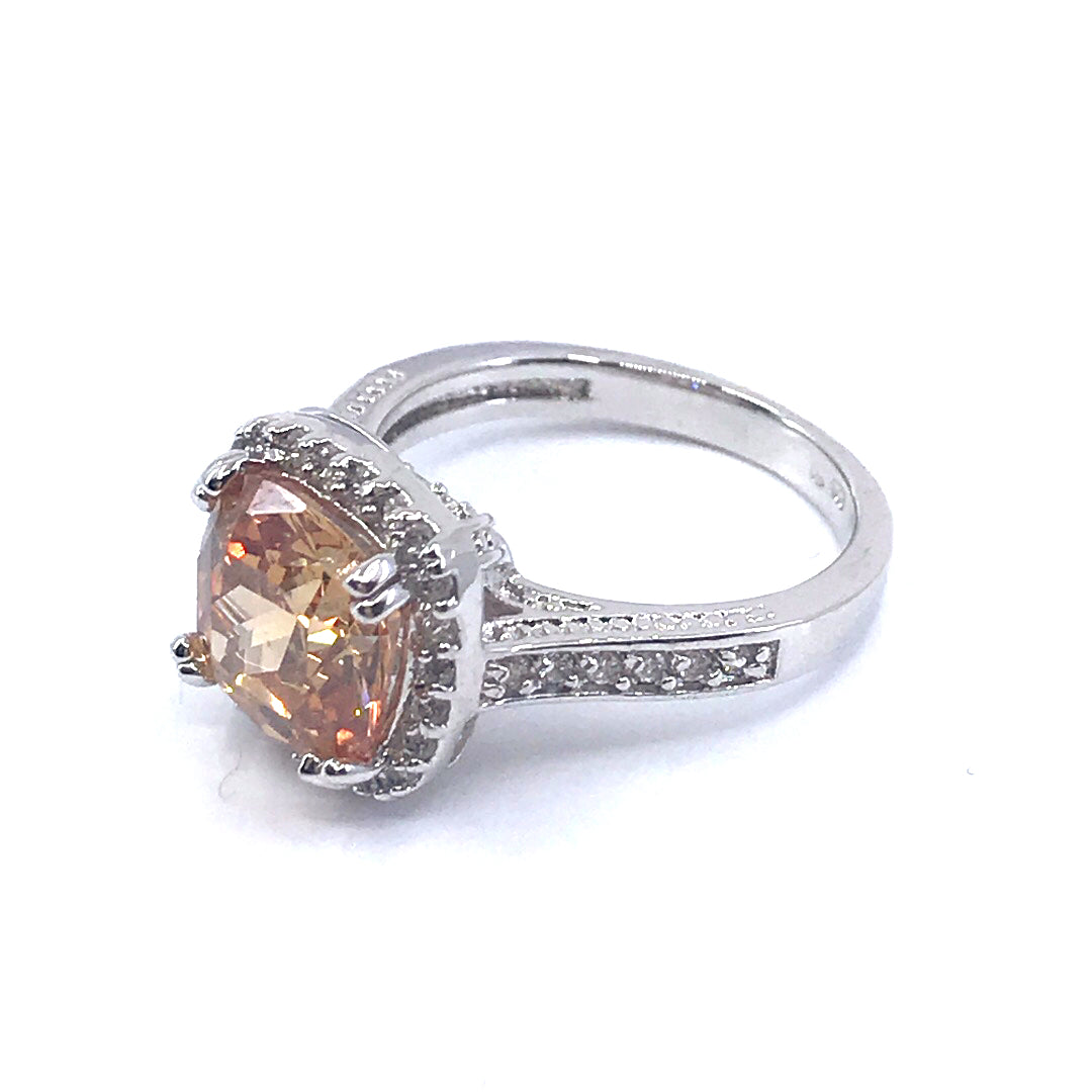 Sterling Silver Square Stone Ring - HK Jewels