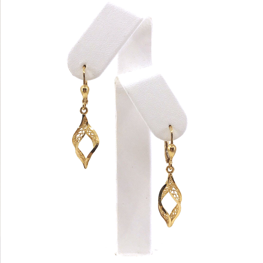 14K Gold Twisted Marquis-Shape Earrings - HK Jewels