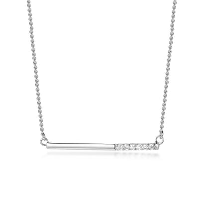 Sterling Silver Small 1/3 CZ Bar Necklace