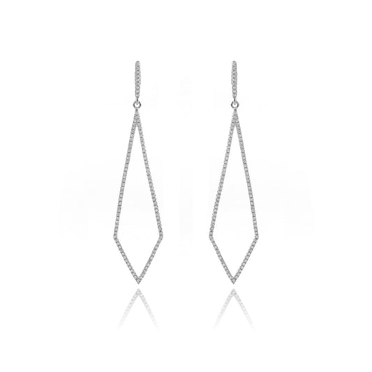 Sterling Silver Micropave CZ Kite-Shaped Earrings